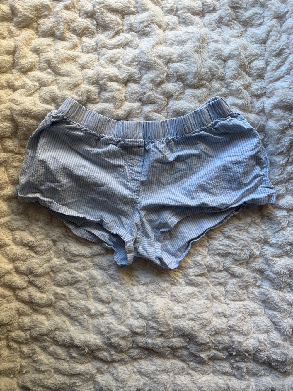 Brandy Melville Light Blue Striped Sleep Shorts